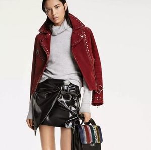 Sunset + Spring faux leather bowtie skirt